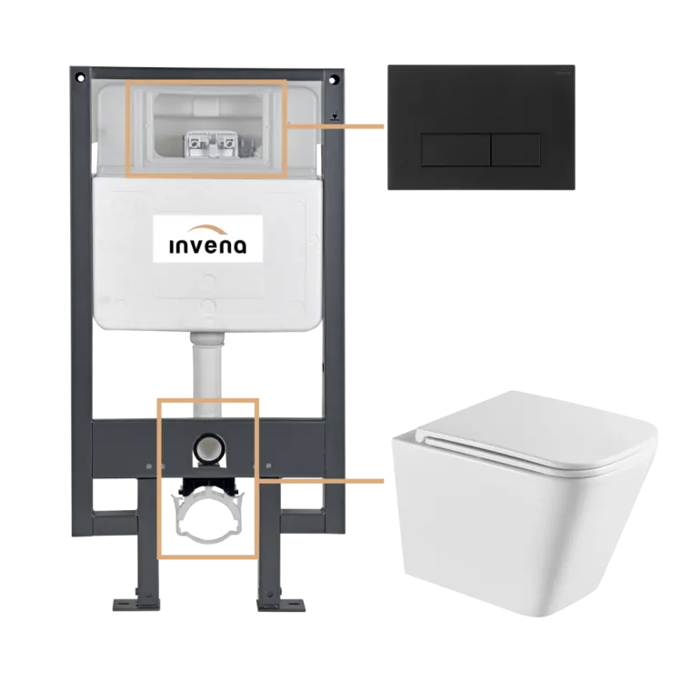 Invena ZESTAW PODTYNKOWY WC FLORINA Z PRZYCISKIEM 603 CZARNY CK-94-034