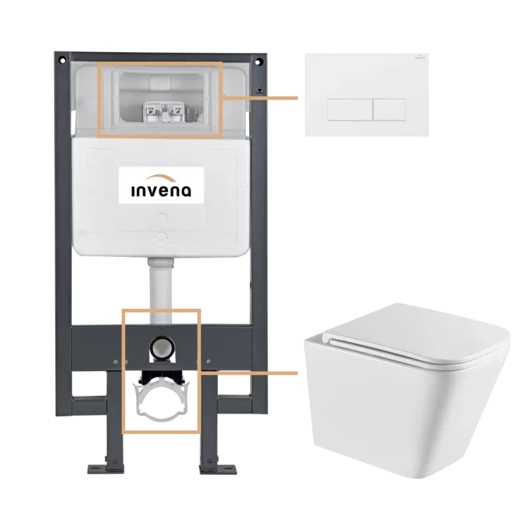 Invena ZESTAW PODTYNKOWY WC FLORINA Z PRZYCISKIEM 603 BIAŁY CK-94-032