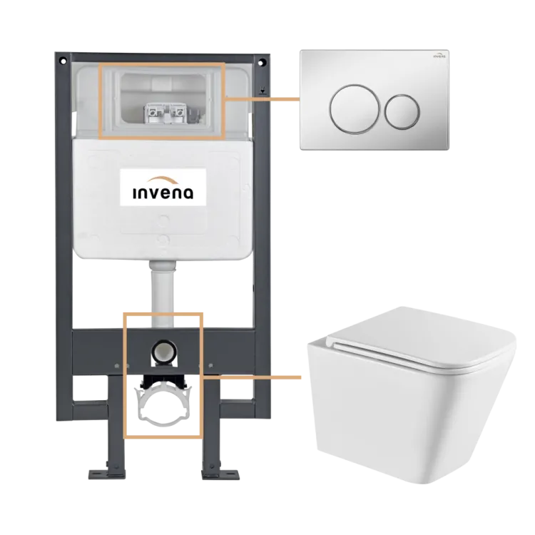 Invena ZESTAW PODTYNKOWY WC FLORINA Z PRZYCISKIEM 604 CHROM CK-94-041