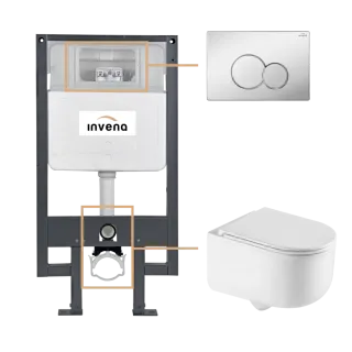 Invena ZESTAW PODTYNKOWY WC KORFU Z PRZYCISKIEM 601 CHROM...