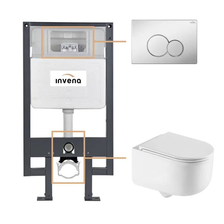 Invena ZESTAW PODTYNKOWY WC KORFU Z PRZYCISKIEM 601 CHROM CK-95-011