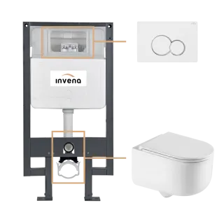 Invena ZESTAW PODTYNKOWY WC KORFU Z PRZYCISKIEM 601 BIAŁY...