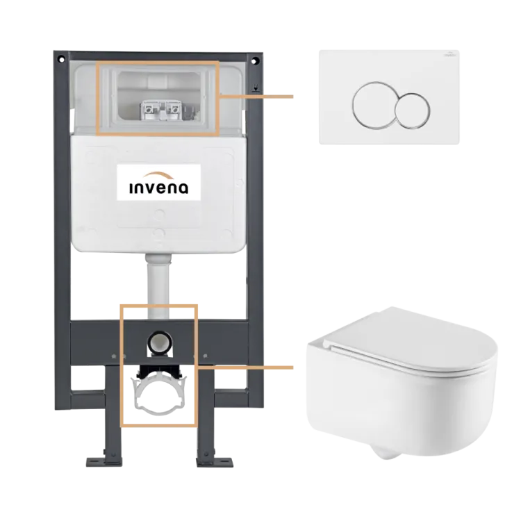 Invena ZESTAW PODTYNKOWY WC KORFU Z PRZYCISKIEM 601 BIAŁY CK-95-012