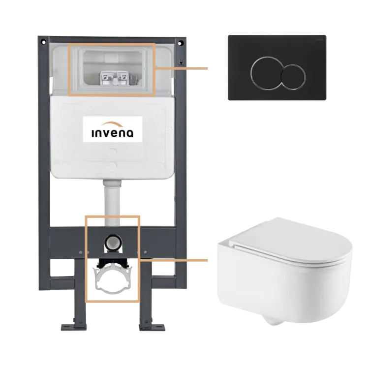 Invena ZESTAW PODTYNKOWY WC KORFU Z PRZYCISKIEM 601 CZARNY CK-95-014