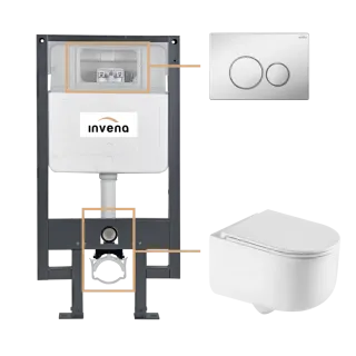Invena ZESTAW PODTYNKOWY WC KORFU Z PRZYCISKIEM 604 CHROM...