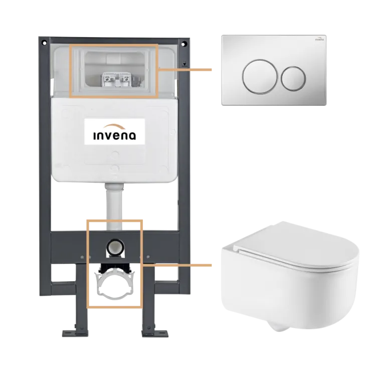 Invena ZESTAW PODTYNKOWY WC KORFU Z PRZYCISKIEM 604 CHROM CK-95-041