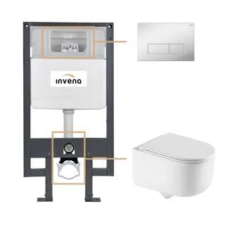 Invena ZESTAW PODTYNKOWY WC KORFU Z PRZYCISKIEM 603 CHROM...