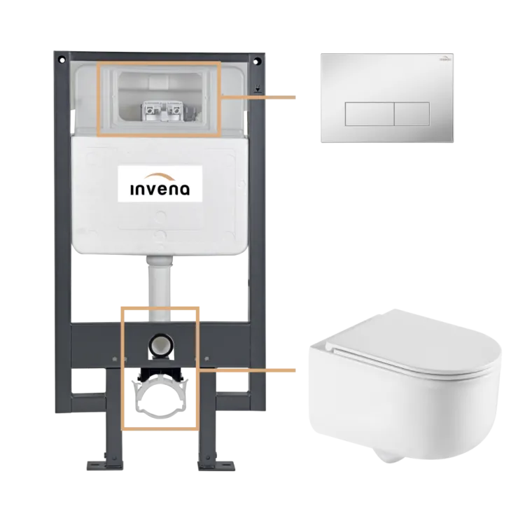 Invena ZESTAW PODTYNKOWY WC KORFU Z PRZYCISKIEM 603 CHROM CK-95-031