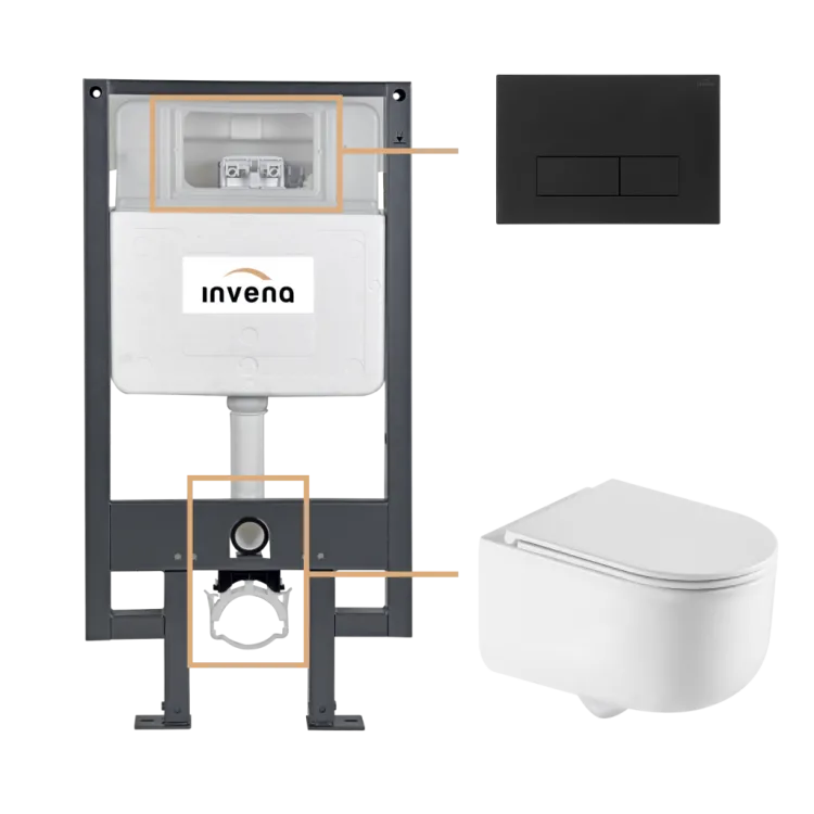 Invena ZESTAW PODTYNKOWY WC KORFU Z PRZYCISKIEM 603 CZARNY CK-95-034