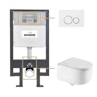 Invena ZESTAW PODTYNKOWY WC KORFU Z PRZYCISKIEM 604 BIAŁY...