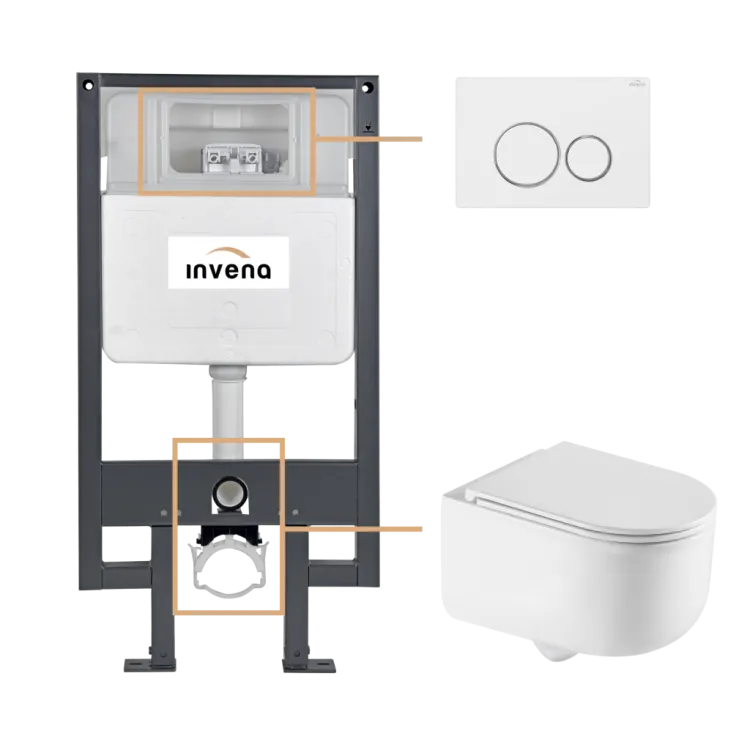 Invena ZESTAW PODTYNKOWY WC KORFU Z PRZYCISKIEM 604 BIAŁY CK-95-042