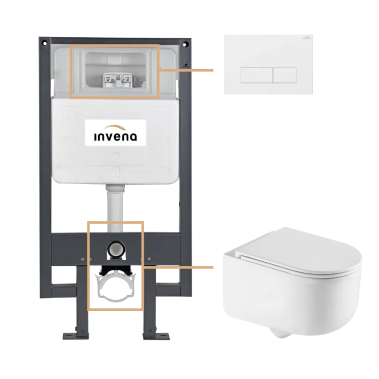 Invena ZESTAW PODTYNKOWY WC KORFU Z PRZYCISKIEM 603 BIAŁY CK-95-032