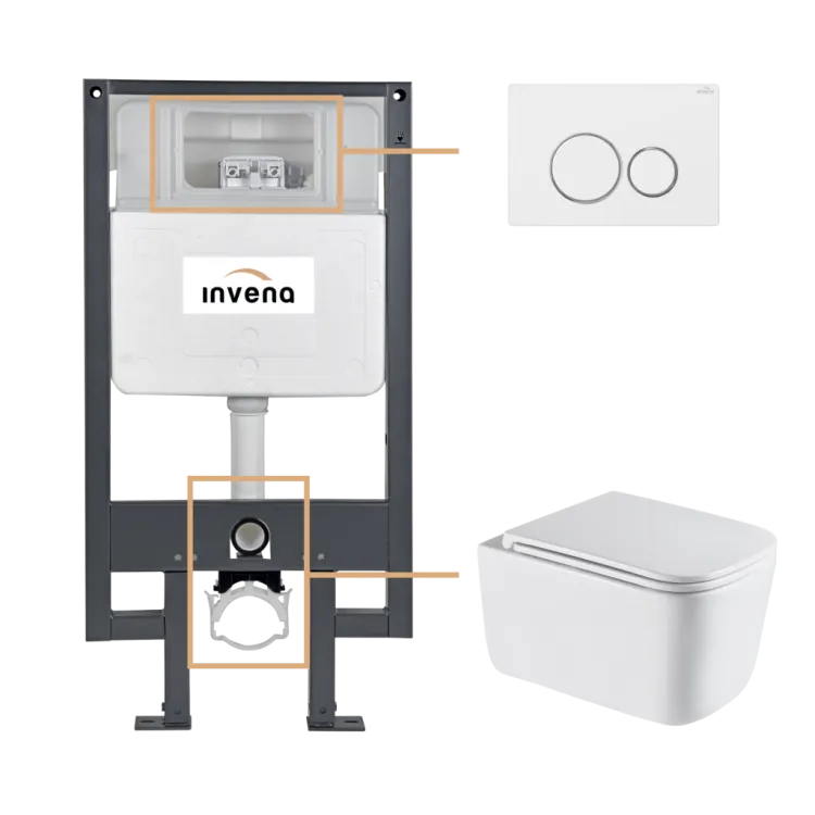 Invena ZESTAW PODTYNKOWY WC MALAGA Z PRZYCISKIEM 604 BIAŁY CK-96-042