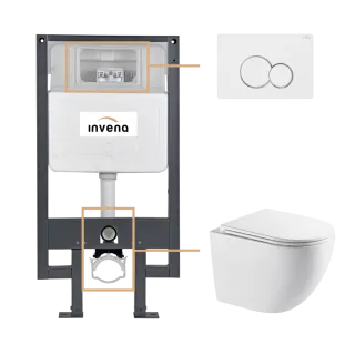 Invena ZESTAW PODTYNKOWY WC ASTRI Z PRZYCISKIEM 601 BIAŁY...