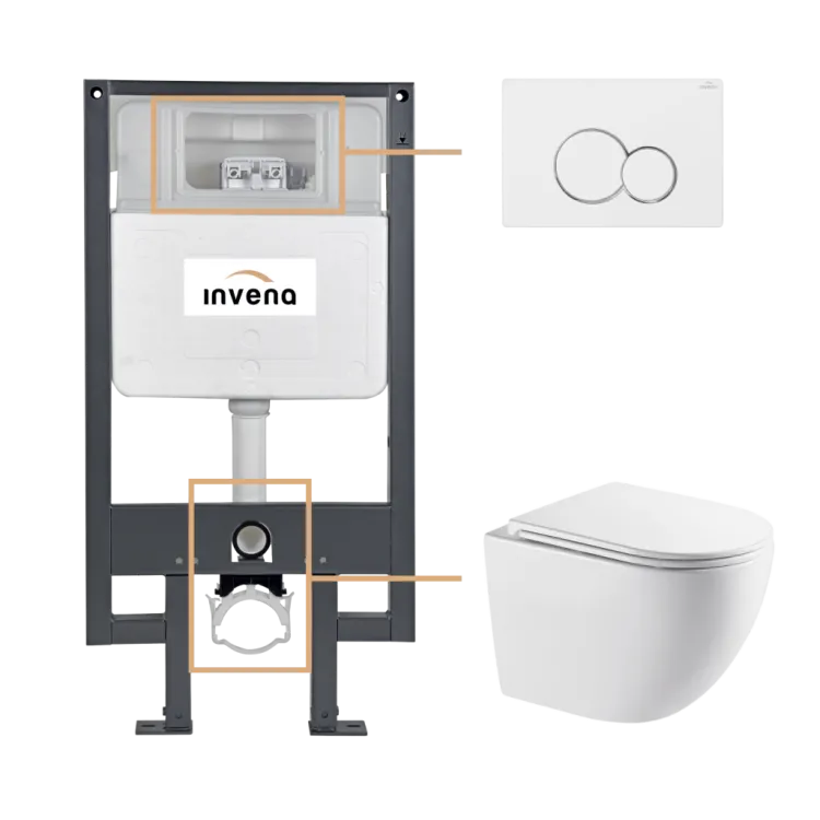 Invena ZESTAW PODTYNKOWY WC ASTRI Z PRZYCISKIEM 601 BIAŁY CK-87-012