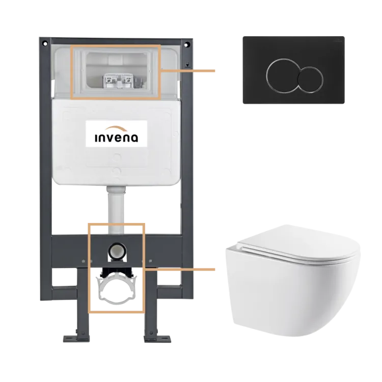 Invena ZESTAW PODTYNKOWY WC ASTRI Z PRZYCISKIEM 601 CZARNY CK-87-014