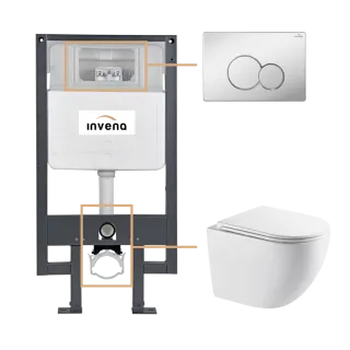 Invena ZESTAW PODTYNKOWY WC ASTRI Z PRZYCISKIEM 601 CHROM...