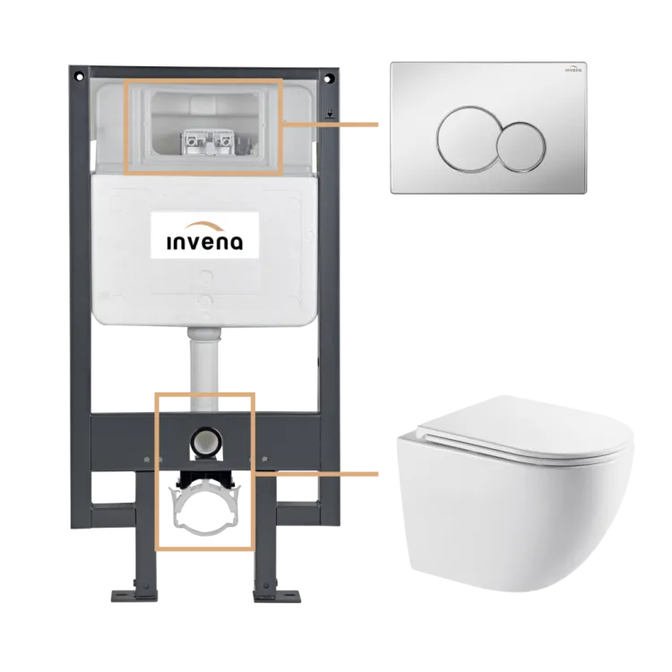 Invena ZESTAW PODTYNKOWY WC ASTRI Z PRZYCISKIEM 601 CHROM CK-87-011