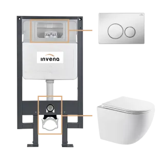 Invena ZESTAW PODTYNKOWY WC ASTRI Z PRZYCISKIEM 604 CHROM...