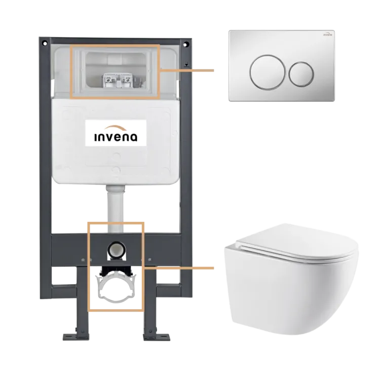 Invena ZESTAW PODTYNKOWY WC ASTRI Z PRZYCISKIEM 604 CHROM CK-87-041