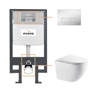Invena ZESTAW PODTYNKOWY WC ASTRI Z PRZYCISKIEM 603 CHROM...