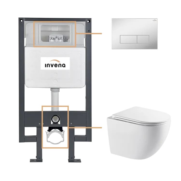 Invena ZESTAW PODTYNKOWY WC ASTRI Z PRZYCISKIEM 603 CHROM CK-87-031
