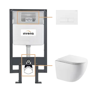 Invena ZESTAW PODTYNKOWY WC ASTRI Z PRZYCISKIEM 603 BIAŁY...