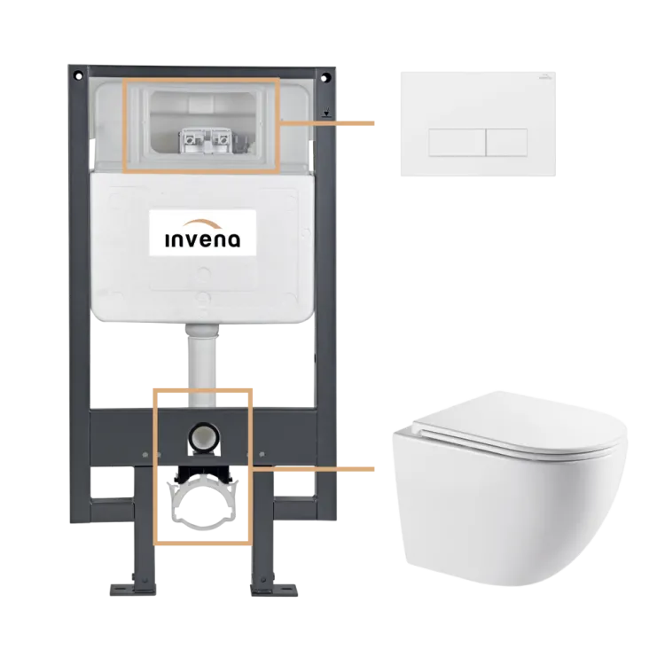 Invena ZESTAW PODTYNKOWY WC ASTRI Z PRZYCISKIEM 603 BIAŁY CK-87-032