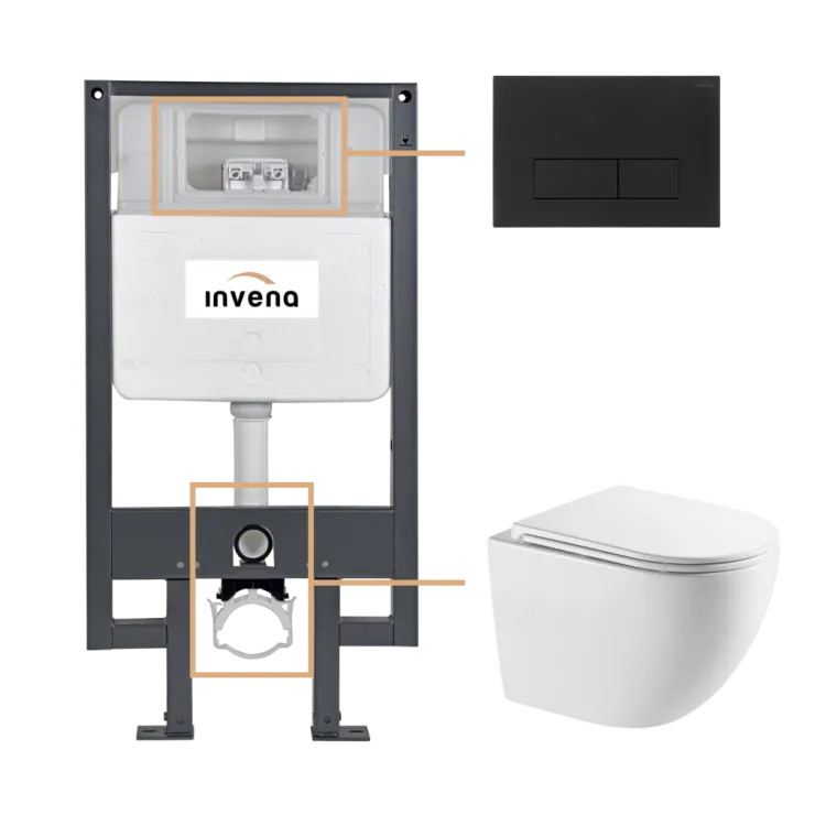 Invena ZESTAW PODTYNKOWY WC ASTRI Z PRZYCISKIEM 603 CZARNY CK-87-034