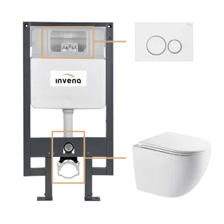 Invena ZESTAW PODTYNKOWY WC ASTRI Z PRZYCISKIEM 604 BIAŁY...
