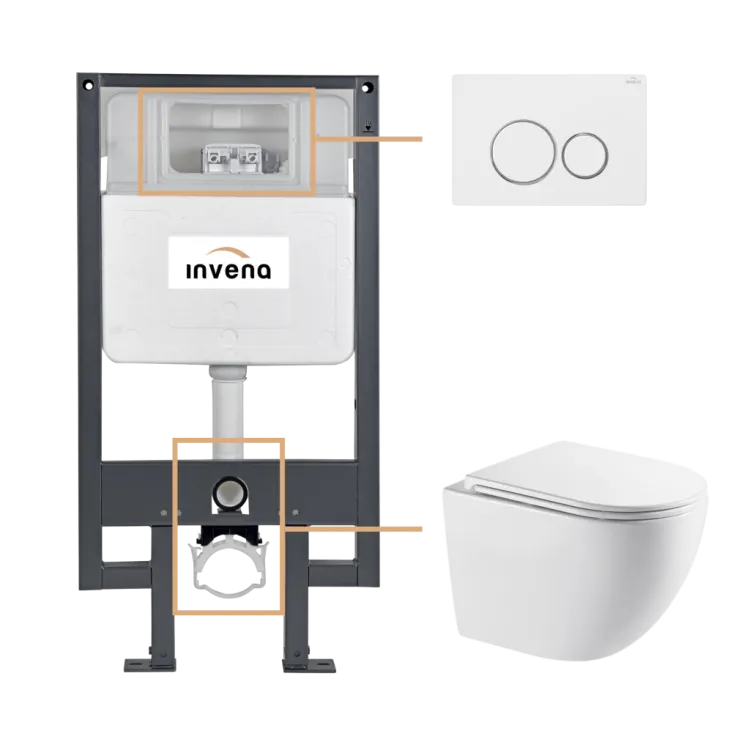 Invena ZESTAW PODTYNKOWY WC ASTRI Z PRZYCISKIEM 604 BIAŁY CK-87-042