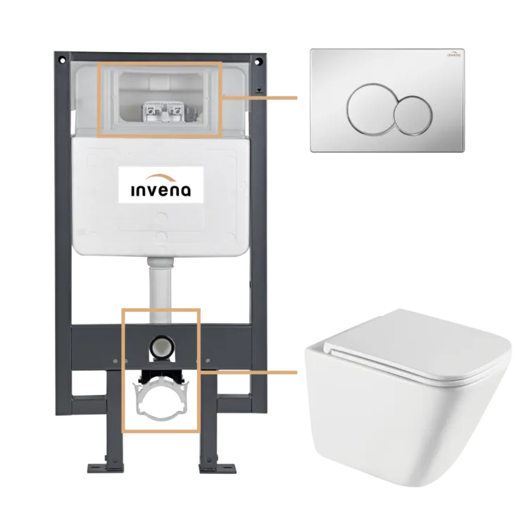 Invena ZESTAW PODTYNKOWY WC PATRAS Z PRZYCISKIEM 601 CHROM CK-97-011