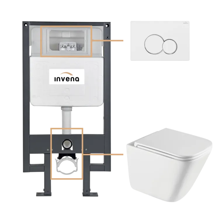 Invena ZESTAW PODTYNKOWY WC PATRAS Z PRZYCISKIEM 601 BIAŁY CK-97-012