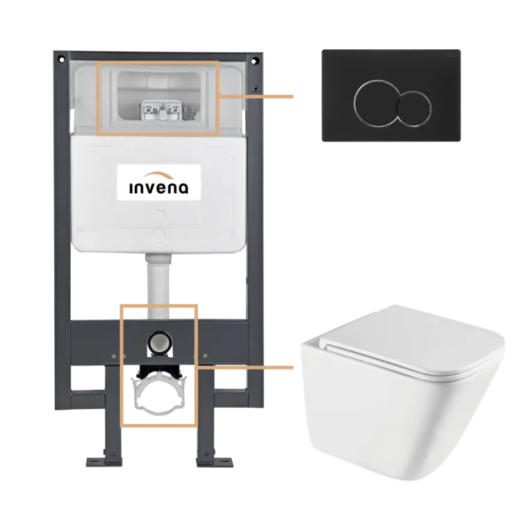 Invena ZESTAW PODTYNKOWY WC PATRAS Z PRZYCISKIEM 601 CZARNY CK-97-014
