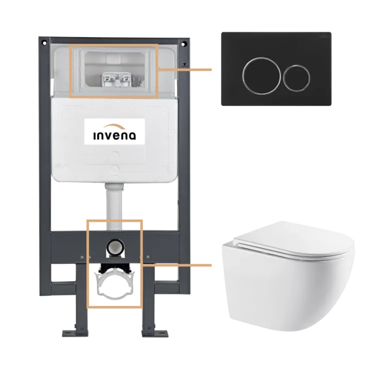 Invena ZESTAW PODTYNKOWY WC ASTRI Z PRZYCISKIEM 604 CZARNY CK-87-044