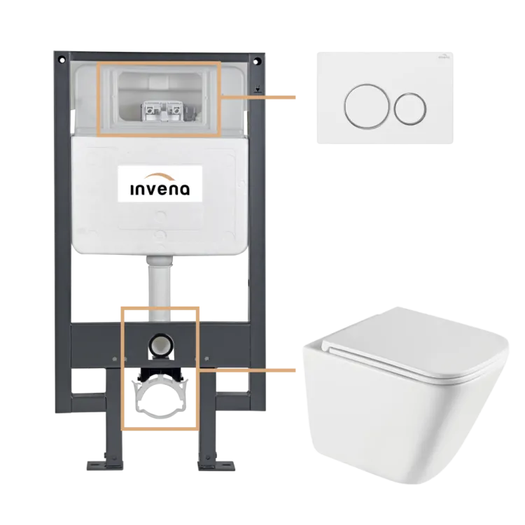 Invena ZESTAW PODTYNKOWY WC PATRAS Z PRZYCISKIEM 604 BIAŁY CK-97-042