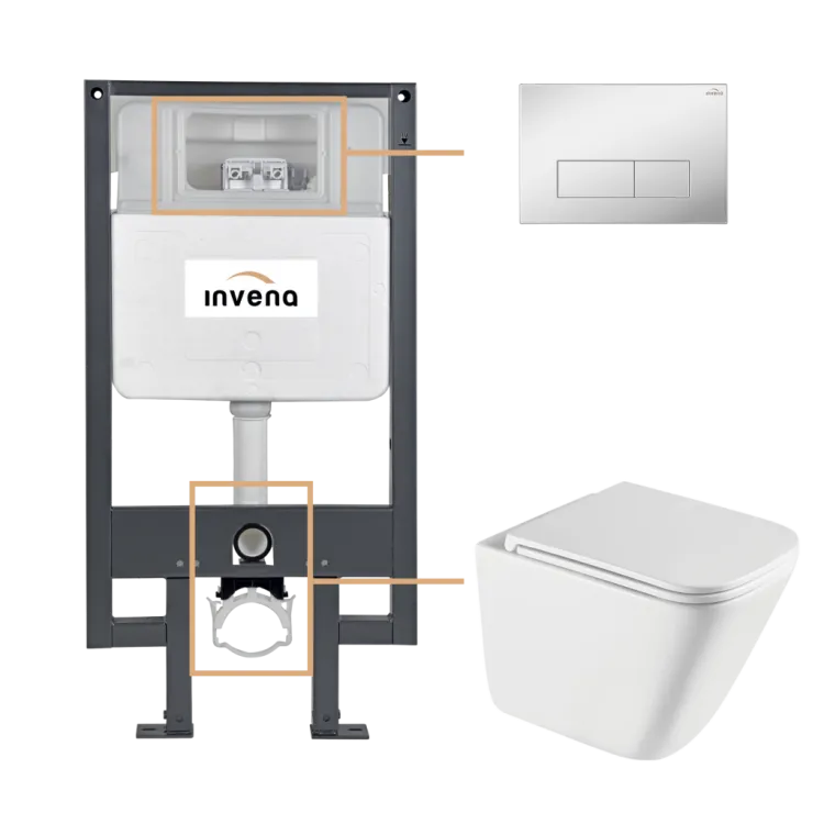 Invena ZESTAW PODTYNKOWY WC PATRAS Z PRZYCISKIEM 603 CHROM CK-97-031