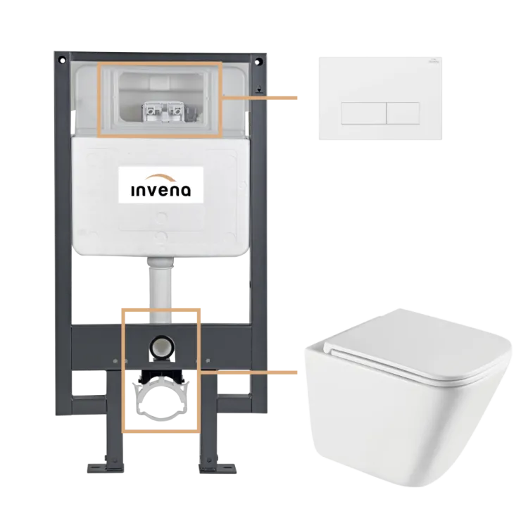 Invena ZESTAW PODTYNKOWY WC PATRAS Z PRZYCISKIEM 603 BIAŁY CK-97-032