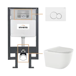 Invena ZESTAW PODTYNKOWY WC TINOS Z PRZYCISKIEM 601 BIAŁY...