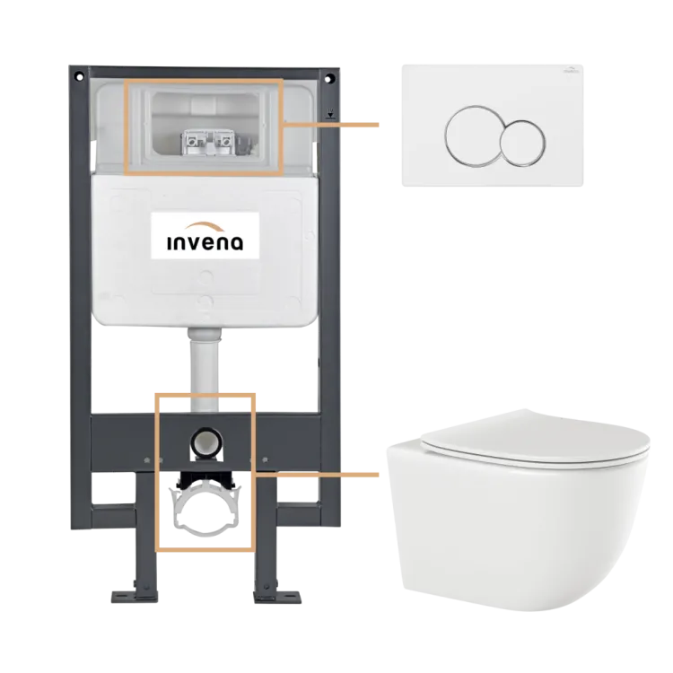 Invena ZESTAW PODTYNKOWY WC TINOS Z PRZYCISKIEM 601 BIAŁY CK-91-012