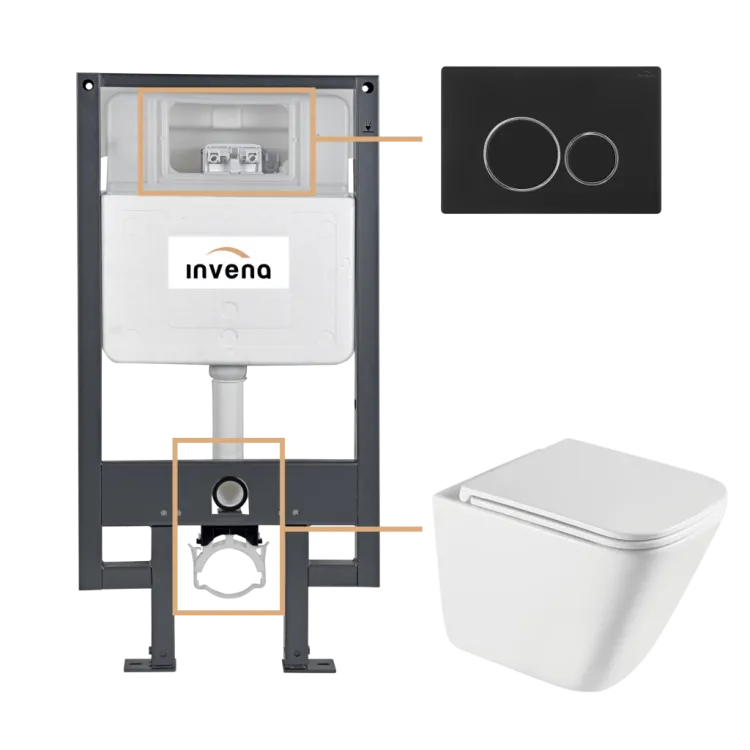 Invena ZESTAW PODTYNKOWY WC PATRAS Z PRZYCISKIEM 604 CZARNY CK-97-044