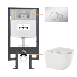 Invena ZESTAW PODTYNKOWY WC TINOS Z PRZYCISKIEM 601 CHROM...