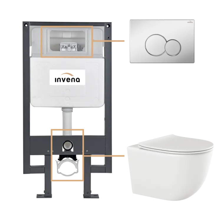 Invena ZESTAW PODTYNKOWY WC TINOS Z PRZYCISKIEM 601 CHROM CK-91-011