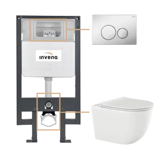 Invena ZESTAW PODTYNKOWY WC TINOS Z PRZYCISKIEM 604 CHROM...