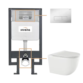 Invena ZESTAW PODTYNKOWY WC TINOS Z PRZYCISKIEM 603 CHROM...