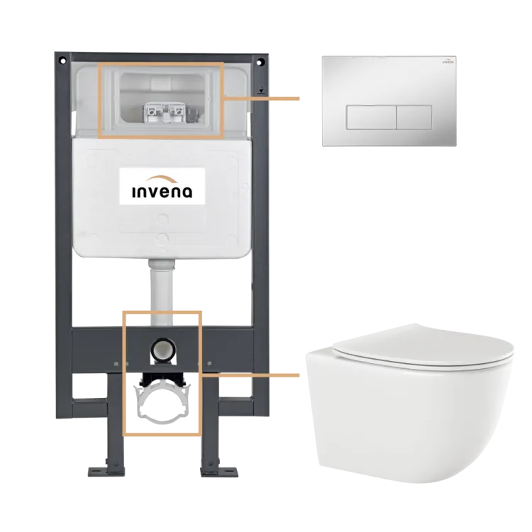 Invena ZESTAW PODTYNKOWY WC TINOS Z PRZYCISKIEM 603 CHROM CK-91-031