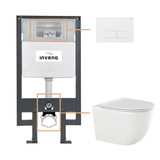 Invena ZESTAW PODTYNKOWY WC TINOS Z PRZYCISKIEM 603 BIAŁY...