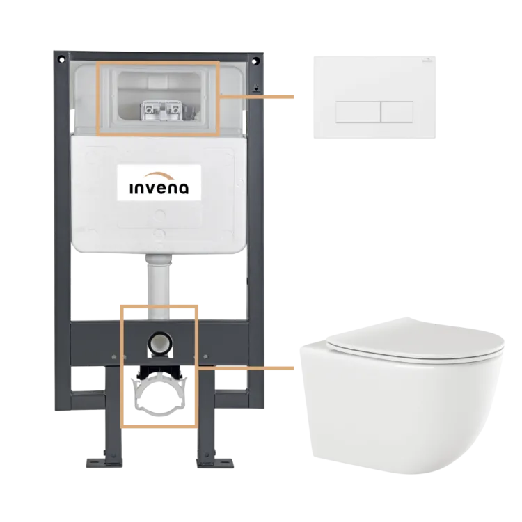 Invena ZESTAW PODTYNKOWY WC TINOS Z PRZYCISKIEM 603 BIAŁY CK-91-032