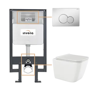 Invena ZESTAW PODTYNKOWY WC PAROS Z PRZYCISKIEM 601 CHROM...