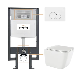 Invena ZESTAW PODTYNKOWY WC PAROS Z PRZYCISKIEM 601 BIAŁY...